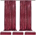 6 Packs 2x8FT Sequin Curtain Backdrop Burgundy Red Party Photo Backdrop by QueenDream