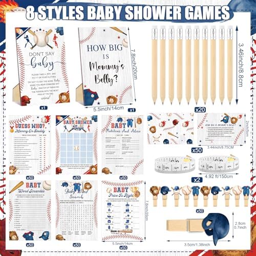 Funnymoom 426 Pcs Little Slugger Baseball Baby Shower Games Set, 8 Games - Image 3