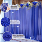 40ft x 10ft Royal Blue Backdrop Curtains, Wrinkle-Free Sheer Chiffon Fabric Photo Backdrop Drapes for Wedding Arch Party Ceremony Stage Photography Decorations - Image 6