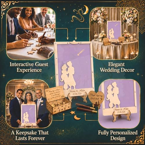 Personalized Wedding Guest Book Alternative Drop Box, Enchanted Night Theme - Image 5