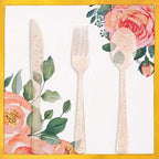 350PCS Floral Paper Plates Set, Disposable Plates With Gold Rim Serve 50 Guests, Party Supplies for Adults Garden Tea Party Bridal Shower Decorations - Image 5
