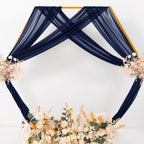 Sheer Gauze Wedding Arch Draping Fabric 29" x 20 FT 4 Panels Navy Blue - Image 6