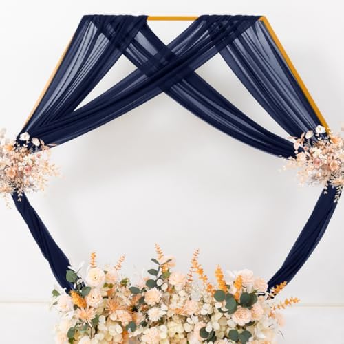 Sheer Gauze Wedding Arch Draping Fabric 29" x 20 FT 4 Panels Navy Blue - Image 6