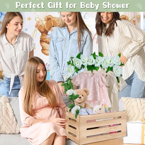 Wooden Baby Shower Crate Closet, Customizable Baby Basket with Hanger Rack and Garland, Gifts for New Parents, Baby Shower Decorations Boy Or Girl - Image 6