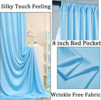10x8ft Wrinkle Free Baby Blue Backdrop Curtains for Parties, Thick Fabric Backdrop Drapes for Wedding Birthday Photography Baby Shower Party Background - Image 2