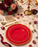 Hioasis 175 Pcs Red Gold Plastic Plates Wedding & Party - Image 3