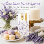 Lavender Linen Feel Pocket Napkins for Wedding Decor Cocktail Party - Image 3