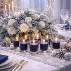 Set of 72 Richland Votive Candles Navy Blue Unscented and 72 Clear Glass Eastland Votive Holders - Image 4