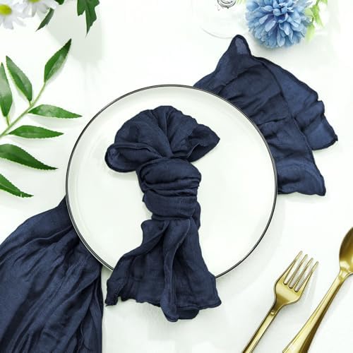 12 Pack Cheesecloth Table Runner 10Ft Christmas Gauze Boho Table Runners for Wedding Decor Bridal Shower Decorations Baby Shower Party(35" x 120")(Navy) - Image 4