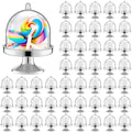 Tessco for you 48 Pcs Plastic Mini Cake Stand with Dome Lid,Silver by Tessco