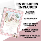 Amanda Creation Farm Baby Shower Girl Invitations, 20 Custom 5x7 Personalized Barnyard Baby Shower Invitations with Envelopes - Image 6