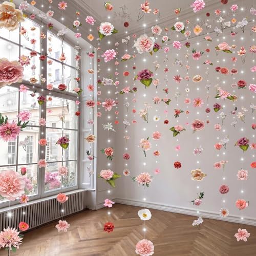 Suncalla 6 Pack 35.4ft Fake Flower LED Garland Backdrop, Fresh, Pink - Image 4