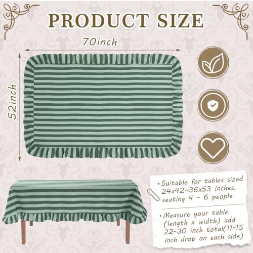 Tudomro Striped Tablecloth, Rectangle, Forest, Mint Green, 52'' X 70'' - Image 2