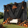 10x16 ft Black Backdrop Curtains for Wedding Parties, Birthdays, Halloween by PartyVillage