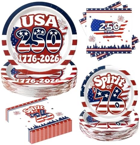 180Pcs 4th of July paper Plates and Napkins Party Supplies,Serve 60 by Osonm