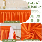 Partisky Orange Polyester Table Skirt for Rectangle Tables 14ft, Wrinkle Resistant Pleated Ruffle Table Cloth for Wedding Baby Shower - Image 4