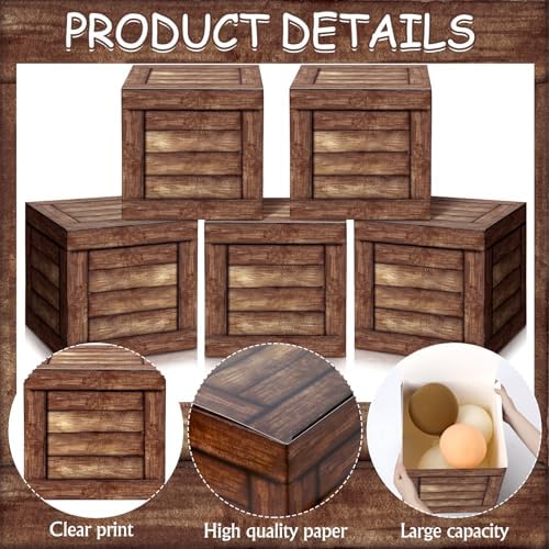 Gilprop 12 Pcs Cowboy Party Decorations Wood Grain Boxes Western Rustic - Image 4
