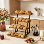 Emfogo Wooden Cupcake Display Stand, 4 Tier Rectangular Tiered Dessert Stands, Cupcake Display Risers for Vendor Booth Dessert Table Party Wood Serving Tray for Cup Cake Cookie Food (1 Pack) - Image 6
