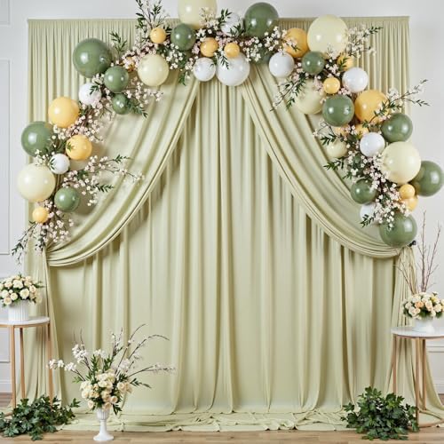 40 ft x 10 ft Wrinkle Free Light Green Backdrop Curtain for Parties, Thick Green Polyester Photo Backdrop Drapes for Baby Shower Wedding Engagement Birthday Party Backdrop Stand,5ft x 10ft 8 Panels - Image 3