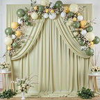 10 ft x 10 ft Wrinkle Free Light Green Backdrop Curtain for Parties, Thick Green Polyester Photo Backdrop Drapes for Baby Shower Wedding Engagement Birthday Party Backdrop Stand,5ft x 10ft 2 Panels - Image 2