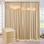 30ft x 8ft Wrinkle Free Beige Backdrop Curtains for Parties Weddings, 6 Panels 5×8ft Soft Silk Polyester Photo Backdrop Drapes for Birthday Baby Shower Baptism Photo Photography Background Cloth by ENJOYYOURPARTY