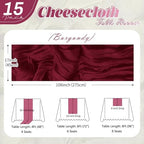 15 Pack Burgundy Cheesecloth Table Runner 17 x 108 inch Cheese Cloth Table Runners 9ft Burgundy Table Runner Rustic Romantic Sheer Gauze Runner for Wedding Party Baby Shower Table Decoration - Image 2
