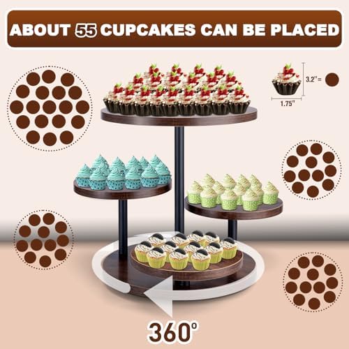 ZMCYNG Cupcake Stand, 4 Tier Round Wood Cupcake Tower Stand for 50 Cupcakes - Image 7