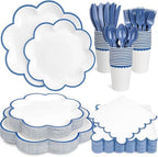 350 Pcs Dark Blue and White Paper Plates and Napkins Set by Unknown