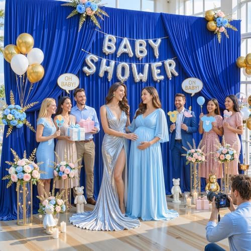 10ft x 15ft Royal Blue Wrinkle Free Backdrop Curtains for Wedding Party Backdrops Curtain Drapes Fabric Decorations Photo Back Drop Cloth for Baby Shower Photography Stage Reception - Image 3