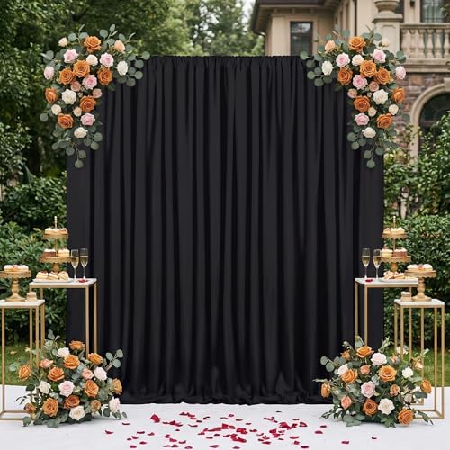 Black Backdrop Curtains 30ftx8ft Halloween Polyester Photo Drapes - Image 2