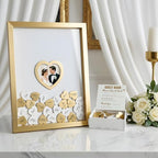 Gold Wedding Guest Book Alternative, Guest Book Wedding Reception, Wedding Guest Book with Wooden Hearts Guest Book Signs for Wedding Anniversary Birthday Party Baby Shower - Image 2