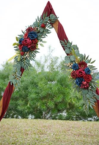 ponatia Wedding Arch Flowers (Pack of 2), Burgundy and Navy Flowers Wedding Decorations for Wedding Welcome Signs, Wedding Arches for Ceremony Reception - Image 3