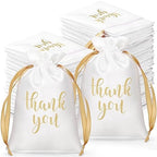 Roowest 6 x 9 Inch 100 Pcs Thank You Satin Gift Bags, White by Roowest