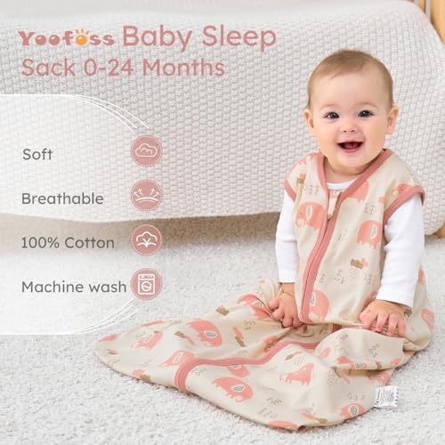 Yoofoss Baby Sleep Sack 12-18 Month 0.5TOG 100% Organic Cotton 2-Way Zipper - Image 2