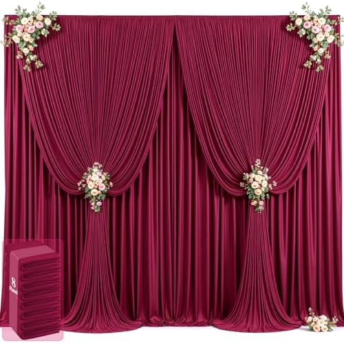40ft x 12ft Burgundy Backdrop Curtains Wrinkle Free Backdrop Curtain for Wedding Parties Maroon Fabric Backdrops Drapes Back Drop Cloth Bridal Shower Stage Curtains Wedding Decorations for Reception by Tao-GePartyDecorations