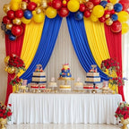 15×10 FT Wrinkle Free Red Yellow Blue Backdrop Curtains for Parties, 6 Panels 2.5×10ft Wrinkle Free Soft Polyester Drapes for Backdrop Decor Themed Party Baby Shower Photo Background Curtain - Image 5