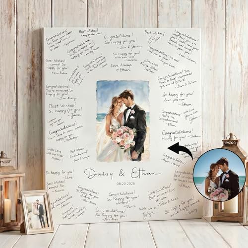 callie Wedding Signature Picture Canvas - Guest Book Alternative with White Mat - Wall Hanging Photo Frame Decor, Multi Sizes - Image 2