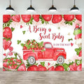 9x6ft Baby Shower Backdrop A Berry Sweet Baby is On The Way Photography Background Pink Strawberry Truck Banner Decorations Ice Cream Bowknot Girls Kids Newborn Party Photo Booth Prop by ASDCXZ