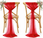 MDS Pack of 200 Chiffon Chair Sashes for Wedding & Event Décor - Red by MDS
