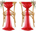 MDS Pack of 75 Chiffon Chair Sashes for Wedding & Event Décor - Red by MDS