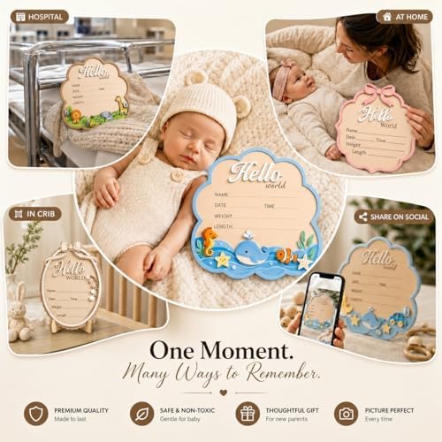 Baby Announcement Sign – Monthly Milestone Signs - Gift Registry By Name, 3D Wooden Baby Welcome Sign with Dreamy Sky Adventure Details, Monthly Keepsake Numbers, Baby Room Décor, Forever Keepsake - Image 4