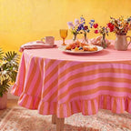 Tudomro Striped Tablecloth, Round, Coral, Apricot, 60'' X 60'' by Tudomro