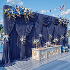 30x10ft Navy Blue Photo Backdrop Curtains for Parties Birthday Wrinkle Free Polyester Photoshoot Curtains Drapes Backdrop for Wedding Baby Shower Graduation Photography Background 6 Panels 5x10FT - Image 5
