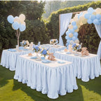 Flutesan 14 ft Blue Gingham Table Skirt for Rectangle Tables - Image 6