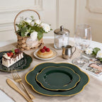 Liacere 50PCS Green Plastic Plates - Heavy Duty Disposable Plate-Green and Gold Include 25PCS Dinner Plate, 25PCS Dessert Plates for Wedding & Party & Holiday - Image 6
