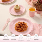 Goodluck 350 PCS Pink Paper Plates Set, 50 Guest Party Supplies - Image 3