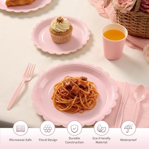 Goodluck 350 PCS Pink Paper Plates Set, 50 Guest Party Supplies - Image 3