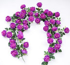 2Pcs 12Ft Bendable Flower Garland Faux Rose Vine for Home Decor,Purple by zhixinyue