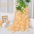 Waipfaru 24 Pack Wisteria Hanging Flowers, 3.6 Feet Champagne Wisteria Artificial Flowers, Artificial Fake Flower Garland, Hanging Vines for Bedroom Wedding Home Party Wall Decor (Champagne, 24pcs) - Image 4