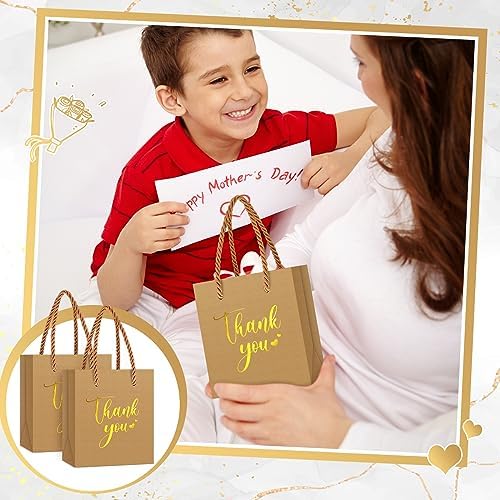 Honoson 60 Pcs Mini Thank You Gift Bag with Handle Bulk,Brown - Image 6